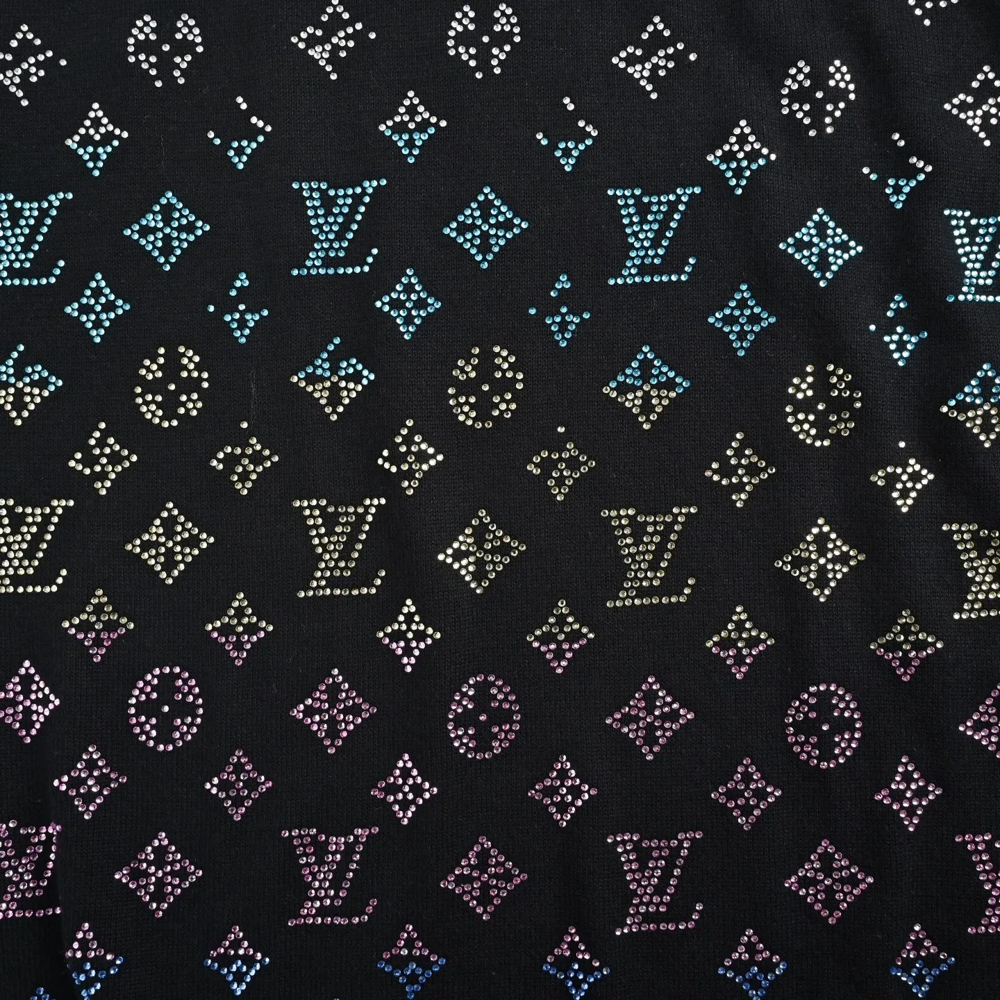 Louis Vuitton/Louis Vuitton 25ss gradient old flower diamond knitted short sleeves
